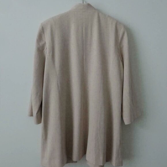 NWT EILEEN FISHER Beige Drapery Stretch Kimono 3/4 Sleeve Long Jacket L, XL - Picture 7 of 7